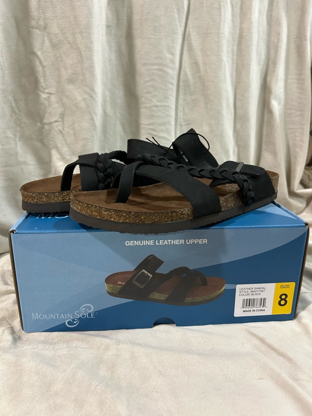 Mountain Sole Women’s Black Braided Leather Sandals